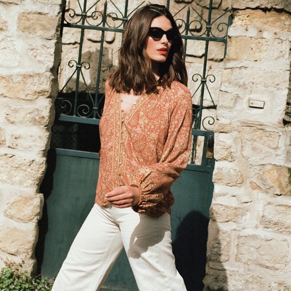 ARNHEM Bohemian Harley blouse in rust rust fall 70s boho blouse - Picture 2 of 10